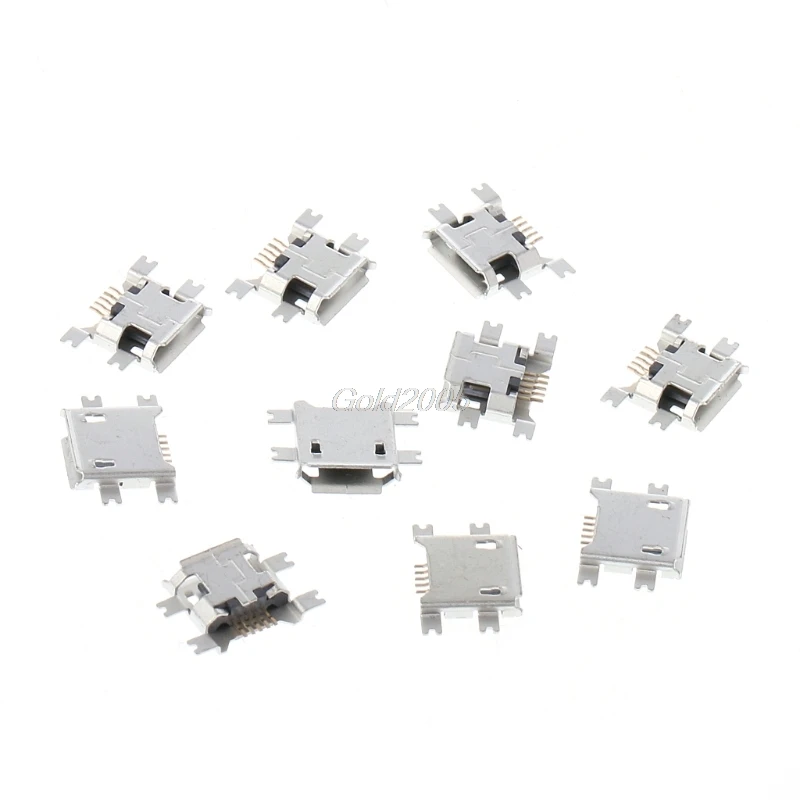 

10 Pcs Micro USB Type B 5 Pin Female Socket Connector For Tablet Phone Charging Apr Drop Ship