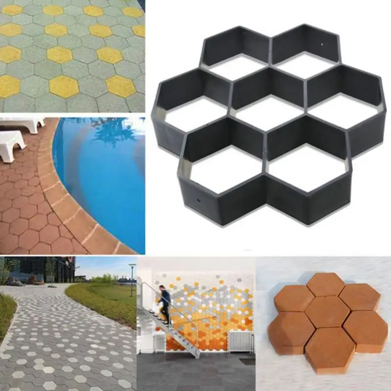 

Personality Garden Walk Maker fancy Mould hexagon DIY Park Stone Path Permeable Brick Mould Building Pavement Molds 30*30cm