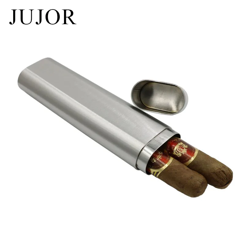 JUJOR Толстая сигарная трубка коробка из нержавеющей стали матовая Готовая|accessories