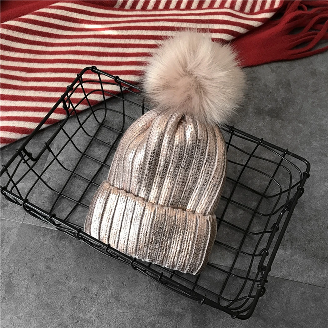 Новый Головные уборы Skullies Beanies Зимние Для женщин теплую шапку Металлические