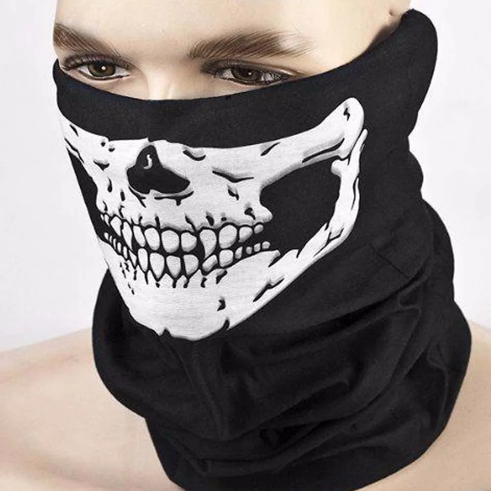 Праздничная маска для лица с черепом, Вечерние Маски с изображением скелета, страшная маска для езды на мотоцикле, велосипеде, мульти шарф, маски на половину лица, маски на шею, призрак