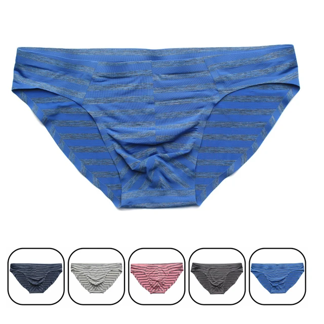 Sexy Men Striped Underwear Men's Ice Silk Briefs Breathable Seamless  Panties Cueca Male Cool Underwear 5 Colors - Briefs - AliExpress