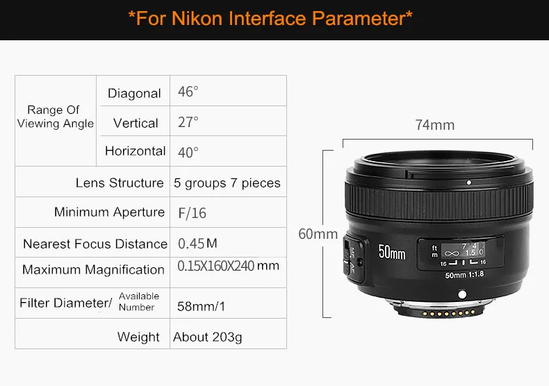 Объектив YONGNUO 50 мм YN50mm F1.8 с большой апертурой и автофокусом объектив для Nikon D5300 D3200 D3100 D7200 D700 DSLR камеры 50 мм Объективы