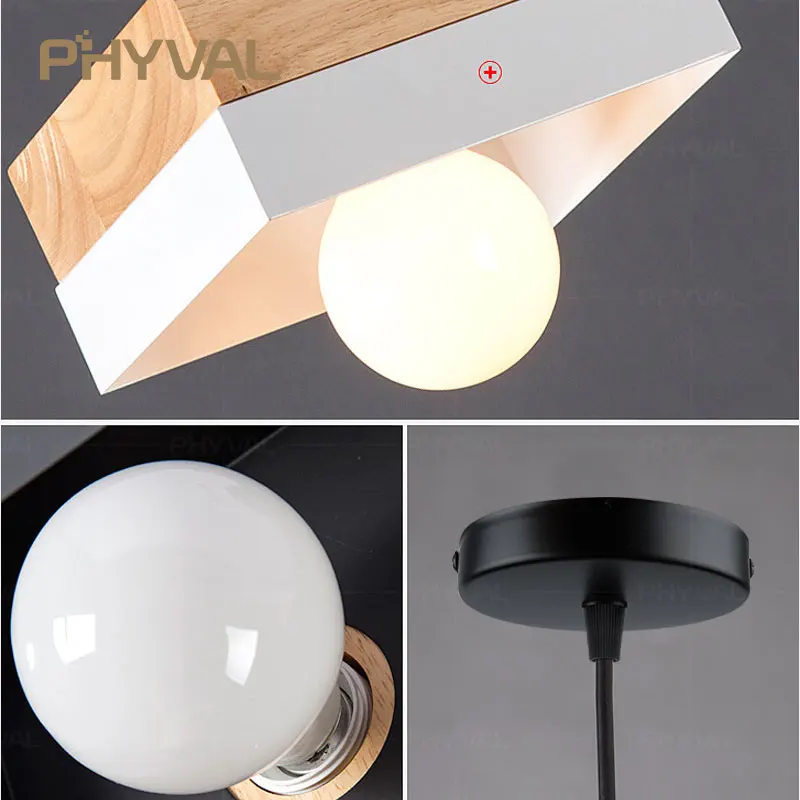  Wooden Nordic Pendant Lights For Home Lighting Modern Hanging Lamp Aluminum Lampshade LED Bulb Bedr - 32906732526