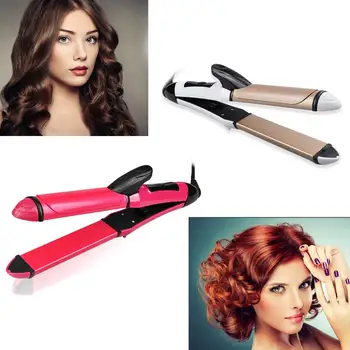 

Professional 2 in 1 Multifunctional Hair Curler Hairstyling Mini Portable Ceramic Flat Hair Straightener Irons Styling Tools