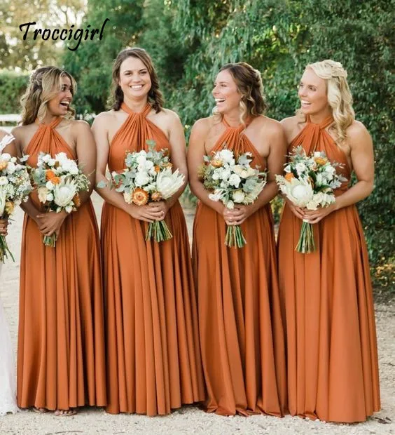 

Sexy Sleeveless Bridesmaid Dresses Long Chiffon Wedding Party Dresses Robe Party Gowns