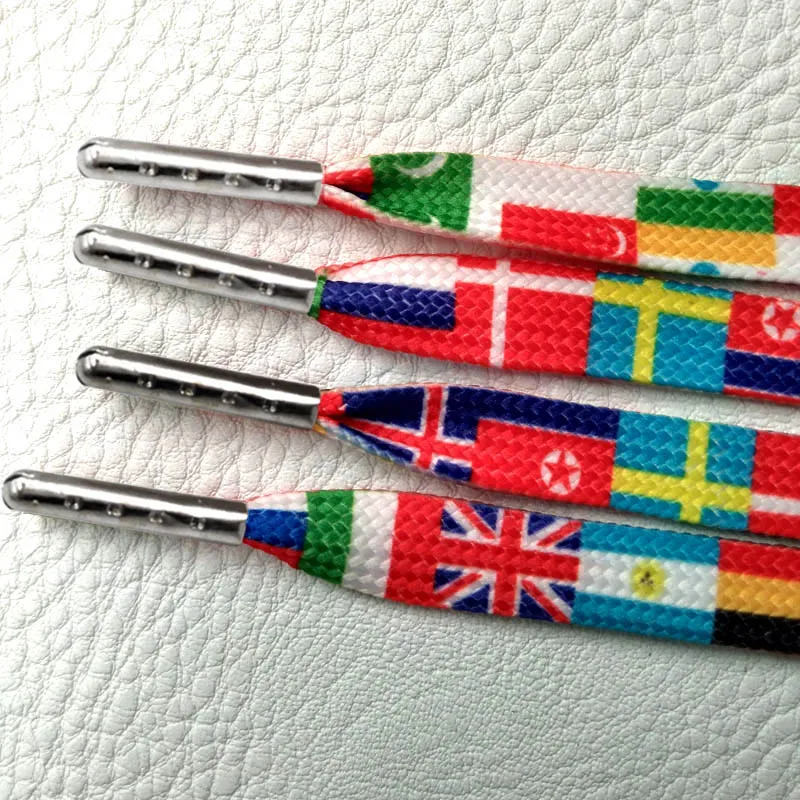 1 Pair Laces Printing Rainbow Flat Gradient Sports Canvas Shoes Colorful Laces Shoelaces Laces Up Sneakers High-grade Metal Head