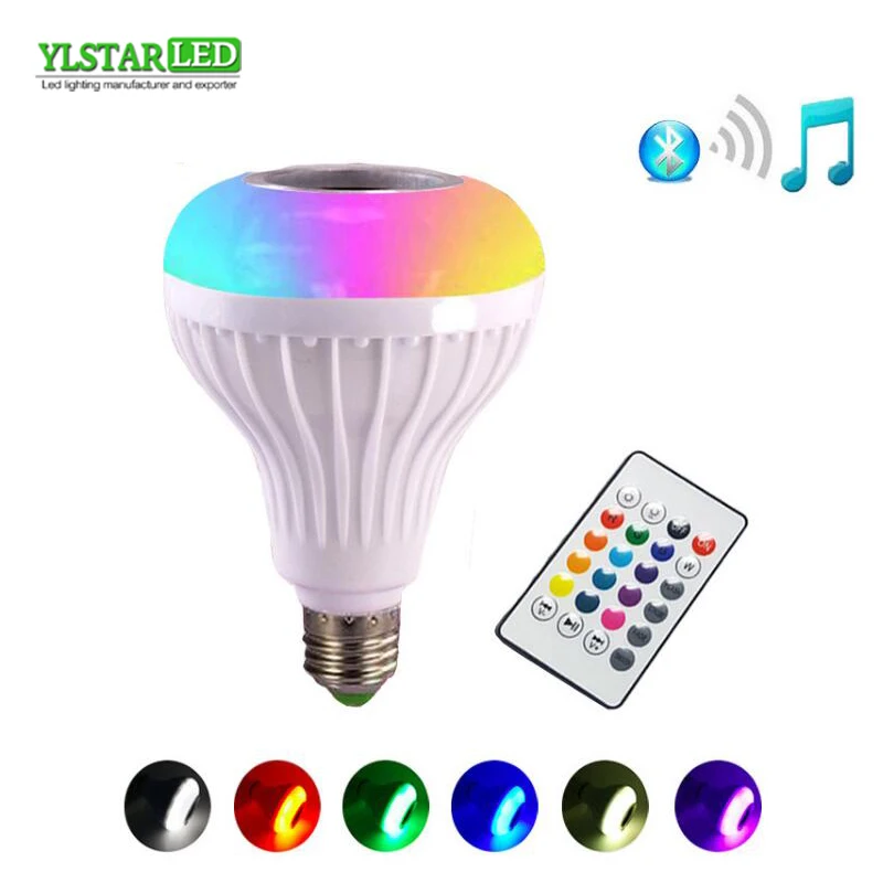 

YLSTAR E27 Smart RGB Wireless Bluetooth Speaker Bulb Music Playing Dimmable LED Bulb Light Lamp with 24 Key Remote Controller