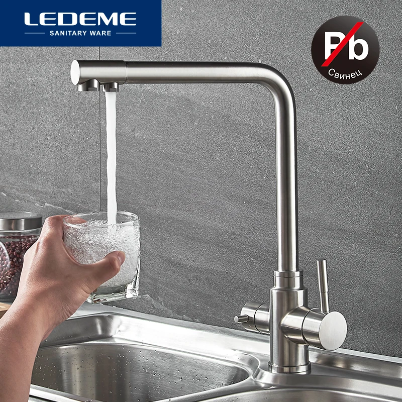  LEDEME Kitchen Faucet with Filtered Water Double Spout Water Purification Stainless Steel Kitchen T - 32853800413