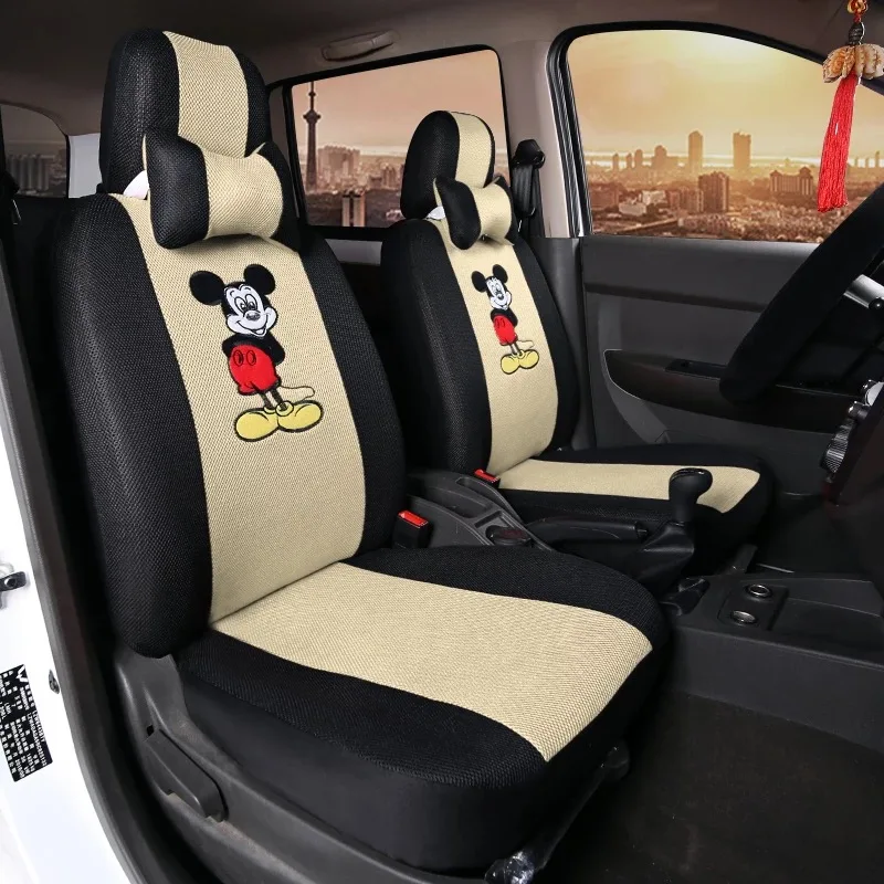 Полный комплект, передние и задние сиденья, универсальные, подходят для большинства автомобилей, ширина меньше, автомобильные чехлы для сидений, Мультяшные сэндвич, аксессуары для интерьера - Название цвета: Meige Mouse