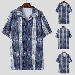 2019 MUQGEW Мужская модная уличная одежда этнический чехол с принтами воротник красочные полосы короткий рукав свободная рубашка support