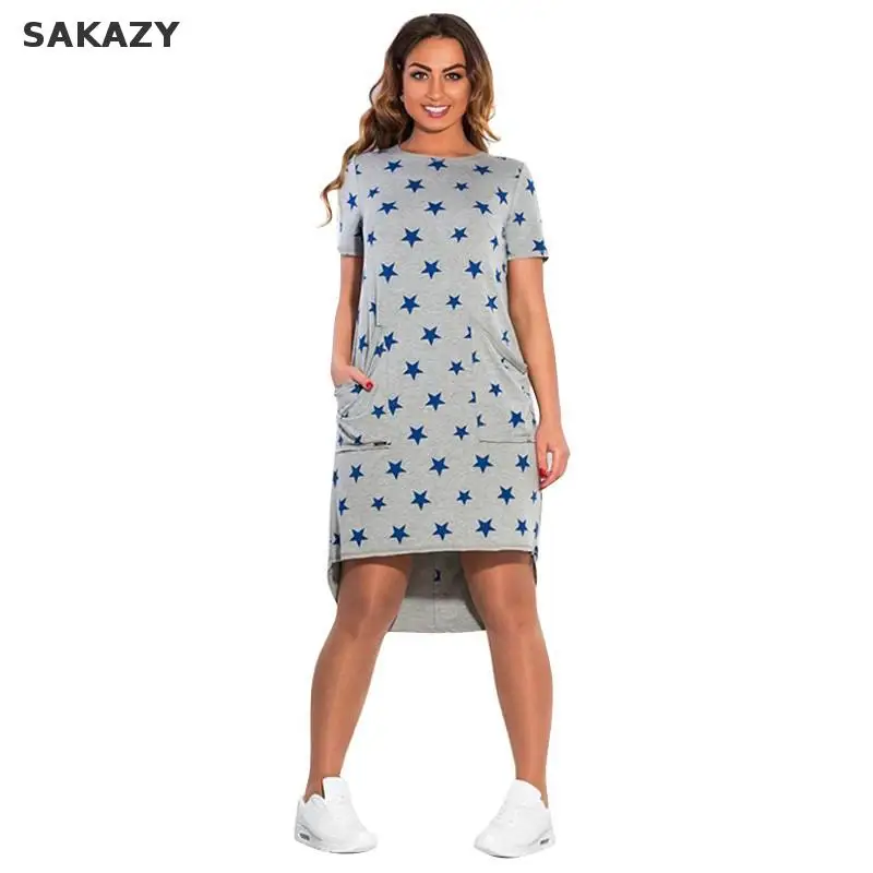 Long casual summer dresses with short sleeves plus size