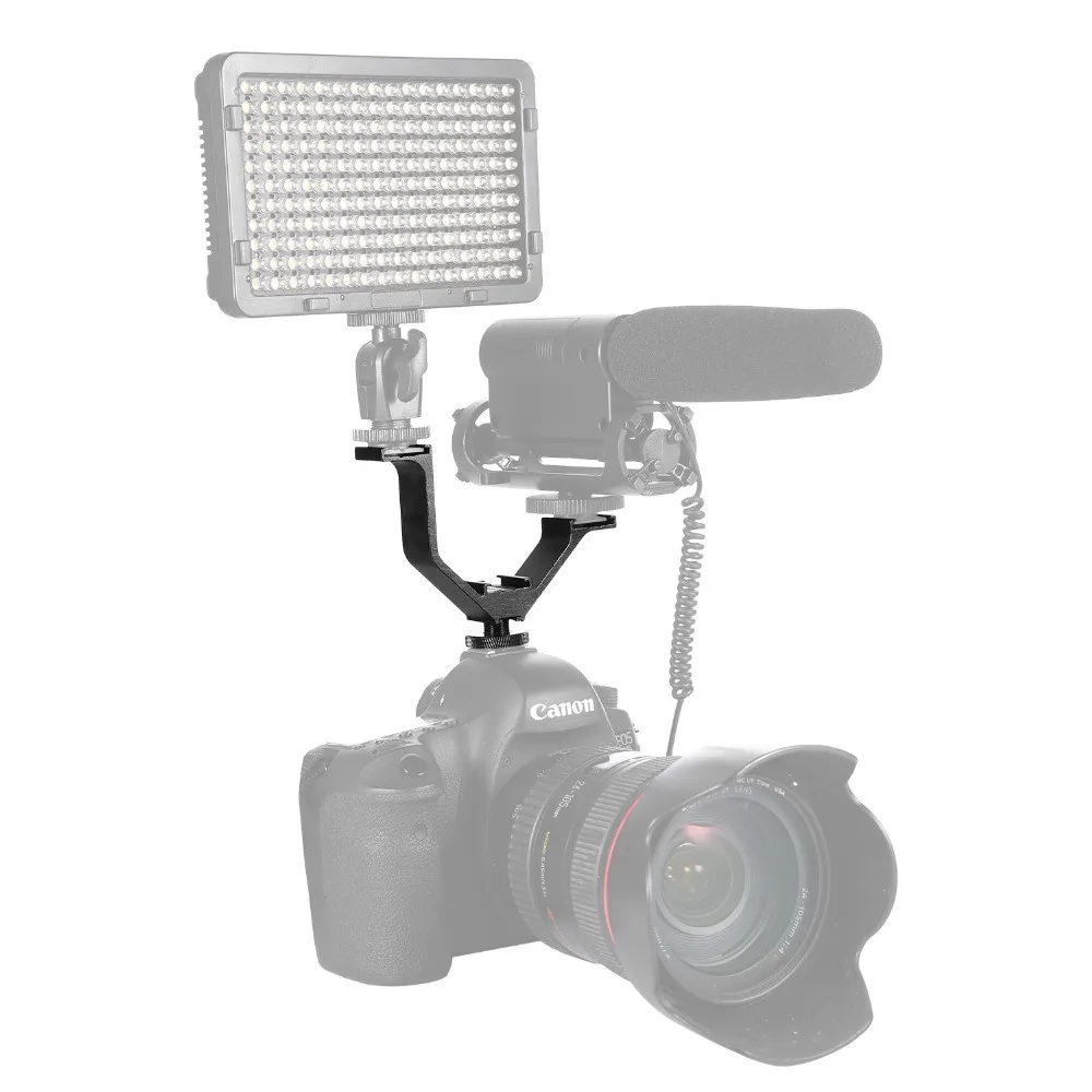 productimage-picture-easy-hood-evb-105-camera-dslr-triple-mount-hot-shoe-v-shape-mount-bracket-for-led-video-lights-microphones-black-20420