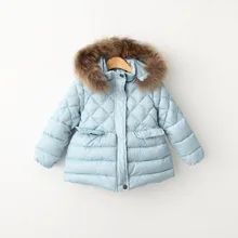 Осенне-зимняя куртка для девочек, пальто с меховым капюшоном детские пальто Верхняя одежда для детей детская одежда, парки детская одежда