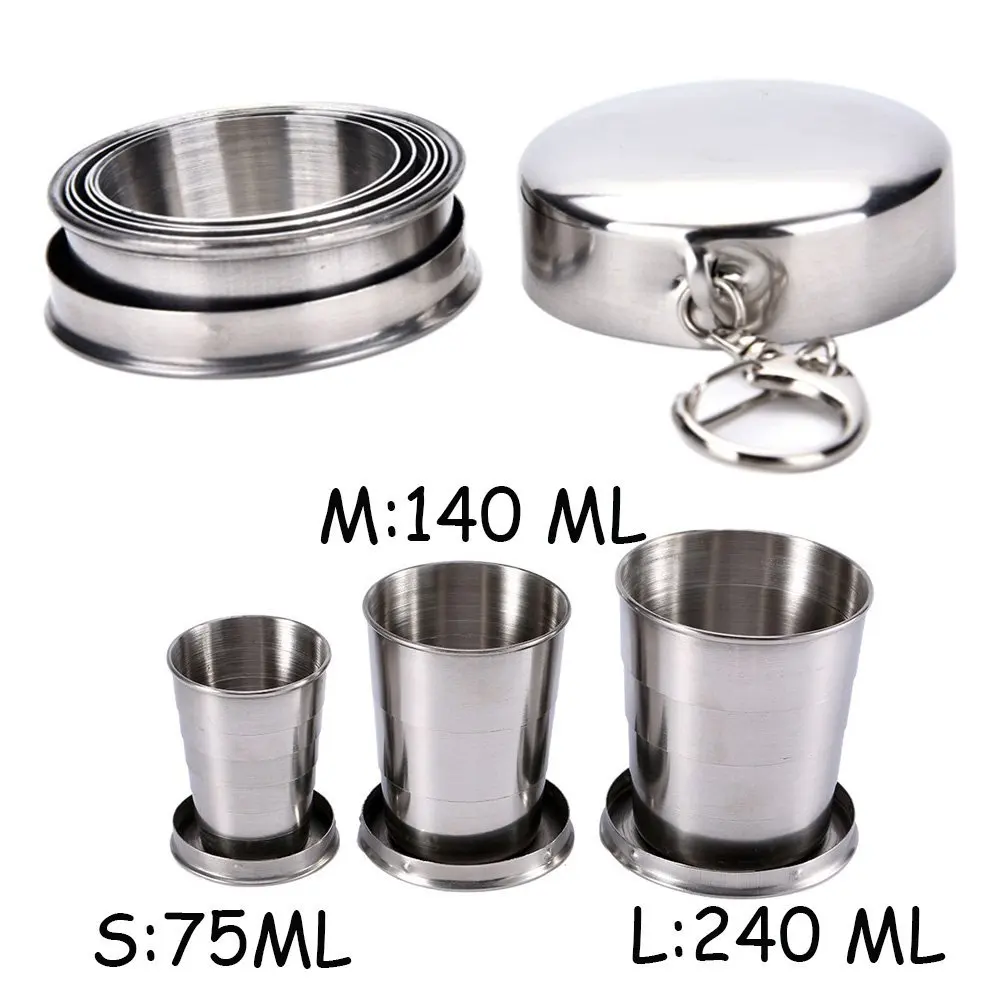 Mini vasos de vino de acero inoxidable portátil al aire libre Camping Picnic viaje plegable tazas de Metal para beber taza telescópica