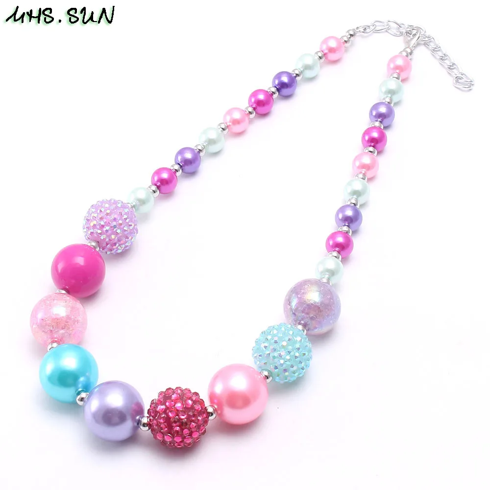 MHS.SUN New arrival child chunky beads necklace colorful girls bubblegum necklace handmade jewelry for kids toy gift 1pcs