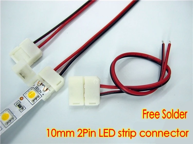 

10pcs 10mm 2pin LED strip connector wire for 5050 5630 5730 Single Color Strip Free solder connector wire