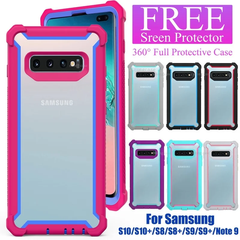 Роскошный 360 Защитный противоударный чехол для Samsung Galaxy S10 S10e S8 S9 Plus Note 9 цветной с