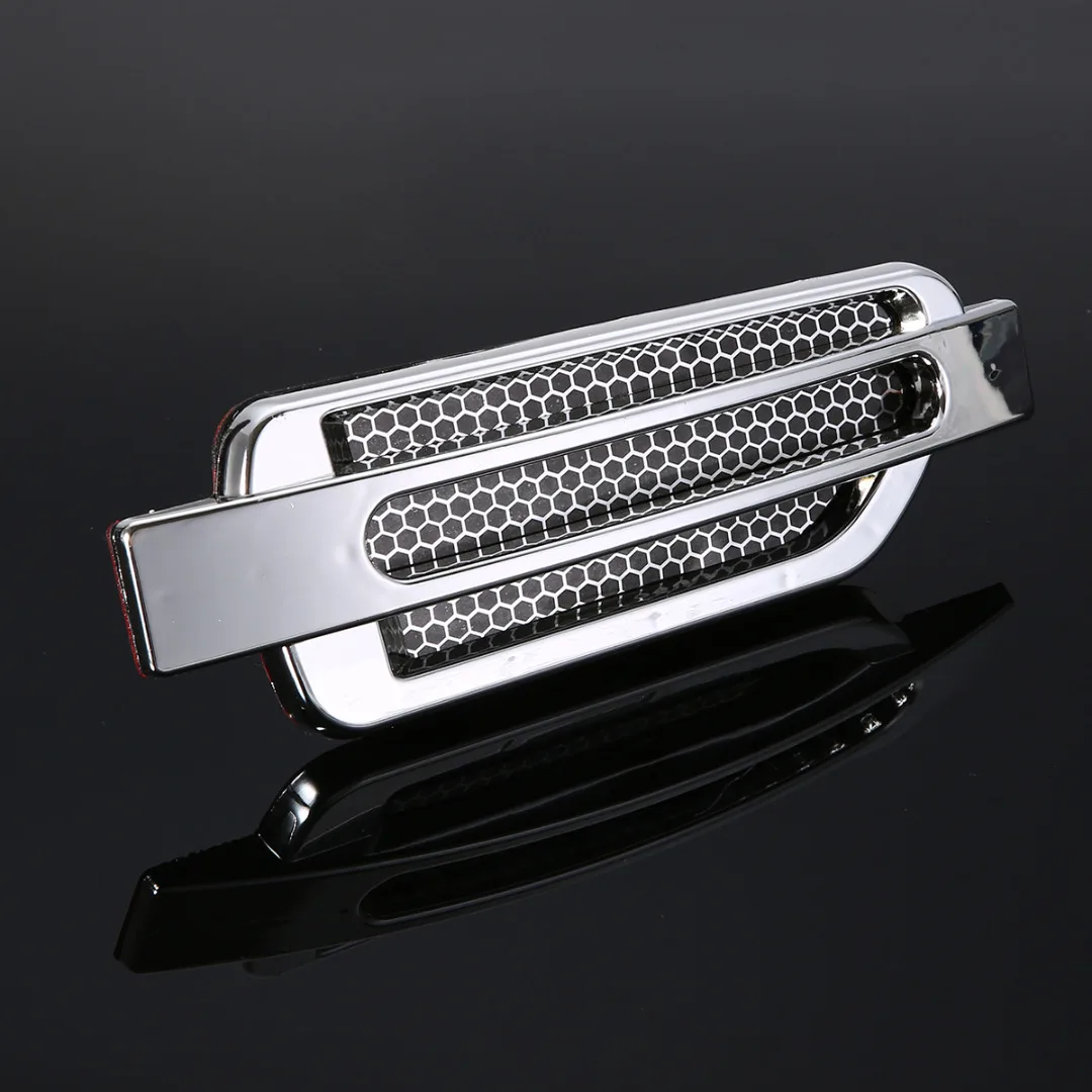 1 Pair Silver Plastic Auto Intake Grille Sticker Car Side Air Flow Vent Fender Cover For Audi BMW Car-styling