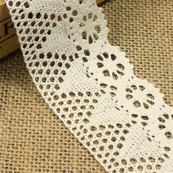 

10 yard/Lot 5.5cm Diy Handmade Patchwork Cotton Material Cotton Lace Ribbon Beige Color Cotton Lace Trim MWY05007