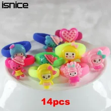 isnice 14 Pcs (7pairs) Cartoon Candy Color Elastic Hair ties Ropes Gum for Hair holder For Baby Girls hairpin Hair Accessories