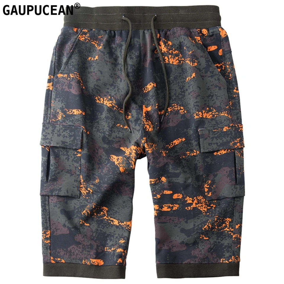Камуфляжные большие размеры, L-8XL, хлопок, по колено, военный человек, короткие мужские брюки, карманы, эластичная резинка на талии, модный груз мужские шорты