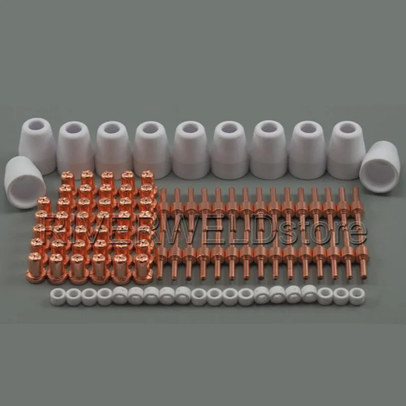 

PT-31 LG-40 Air Plasma Cutter Cutting Torch Consumables KIT Extended Plasma Nozzles/Tips Electrodes Fit Cut-40 50D CT-312,100pcs