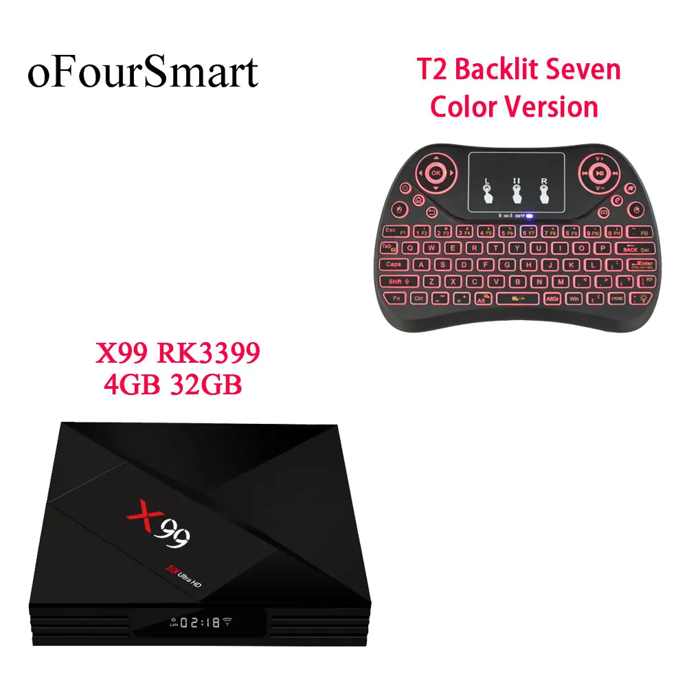 Заводская цена RK3399 X99 Android 7 1 TV BOX 4K BT WIFI медиаплеер с T2-C 7-цветной мини-клавиатурой