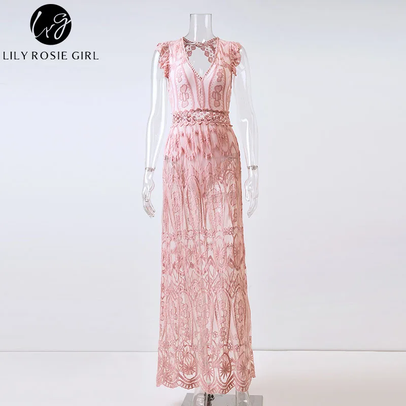 Conmoto Сексуальное белое платье со шнуровкой, платье с вырезом, весеннее платье с открытой спиной, платье с высокой талией без рукавов, элегантное рождественское длинное платье - Цвет: Розовый