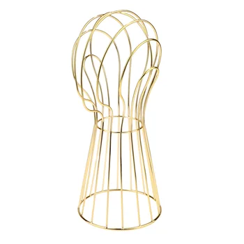 

20 inch Freestanding Metal Mannequin Head Stand Hat Cap Display Rack Wig Stands Golden