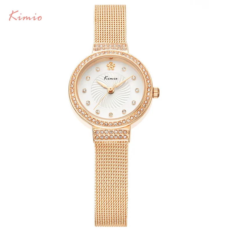 

KIMIO Rose Gold Women Bracelet Watch Top Brand Luxury Rhinestone Quartz Ladies Wristwatch Female Fashion Dress Clock uhren damen