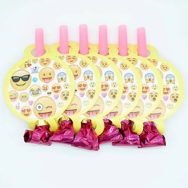 Buy 6pcs/pack Emoji Party Cartoon Funny Whistles