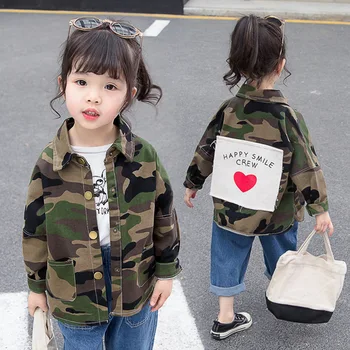 

Girls clothes 2019 spring autumn new children's clothing love camouflage coat boys girls casual long-sleeved cardigan jacket