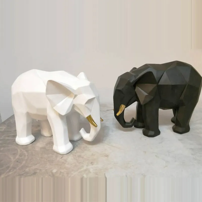 European Decoration Elephant Statue Living Room Home Decoration Geometric Elephant Entrance TV