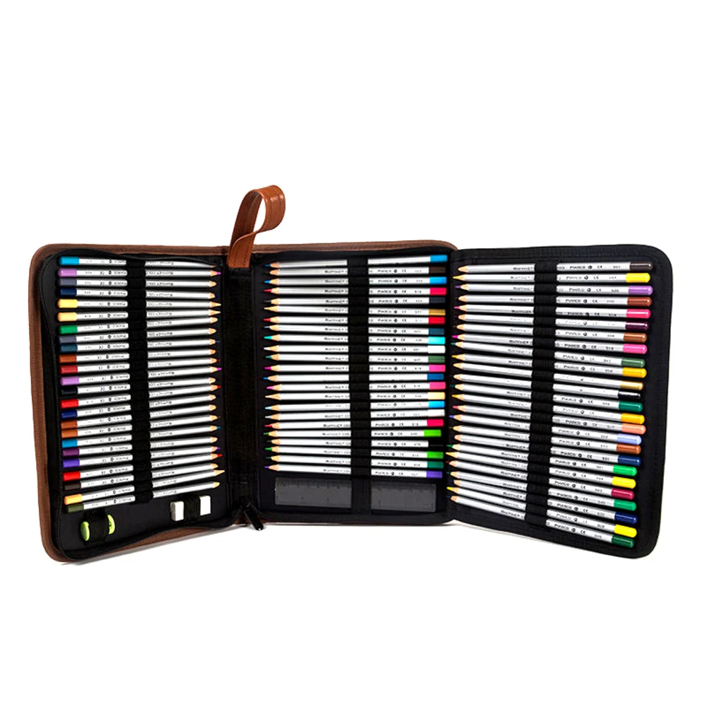 

Professional big Capacity Painting Case 160 Holder Portable PU Leather Storage Bags For Colored school Pencil Watercolor Brush