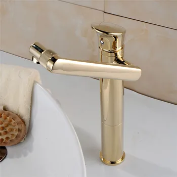 

Rotate basin faucet Brass Single Lever Water Tap Bathroom Sink Mixer Tall Basin Faucet Gold/Chrome/Black Oil Brass Sink Tap