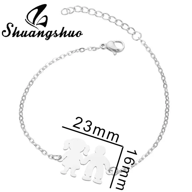Shuangshuo браслеты с сердечками из нержавеющей стали для пары Moon Star золотая цепочка ювелирный браслет женские свадебные подарки pulsera - Окраска металла: Bracelet SL259