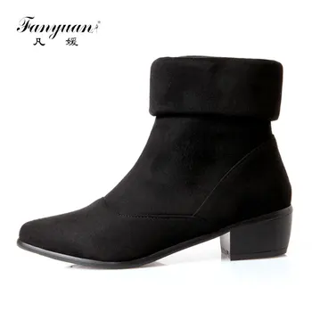 

Fanyuan Women's Boots Pointed Toe Elastic Ankle Boots Thick Heel High Heels Shoes Woman Female Winter Socks black Boots