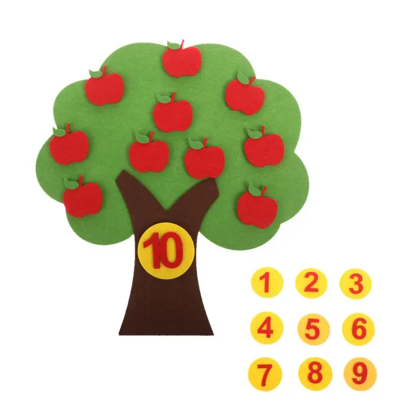 

Apple Tree Match Digital Teaching Toy Montessori Educational Toy Non-woven Puzzle Creative Toy Kindergarten Kids Math Toy DEC10
