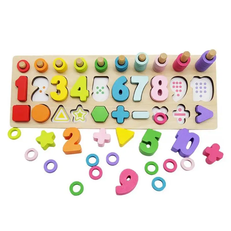 Детские дошкольные математические обучающие игрушки для детей раннего образования познавательные счетные инструменты Детские деревянные математические буквенные доски Цифры игрушки - Цвет: 39.5x14.5cm 02
