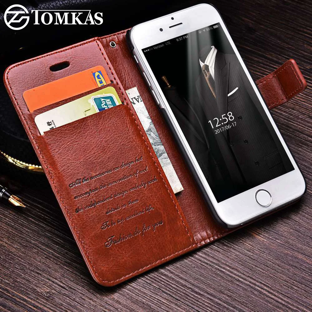 TOMKAS чехол кошелек для iPhone 7 Чехол из искусственной кожи s 6X8 Plus 6S бизнес роскошный