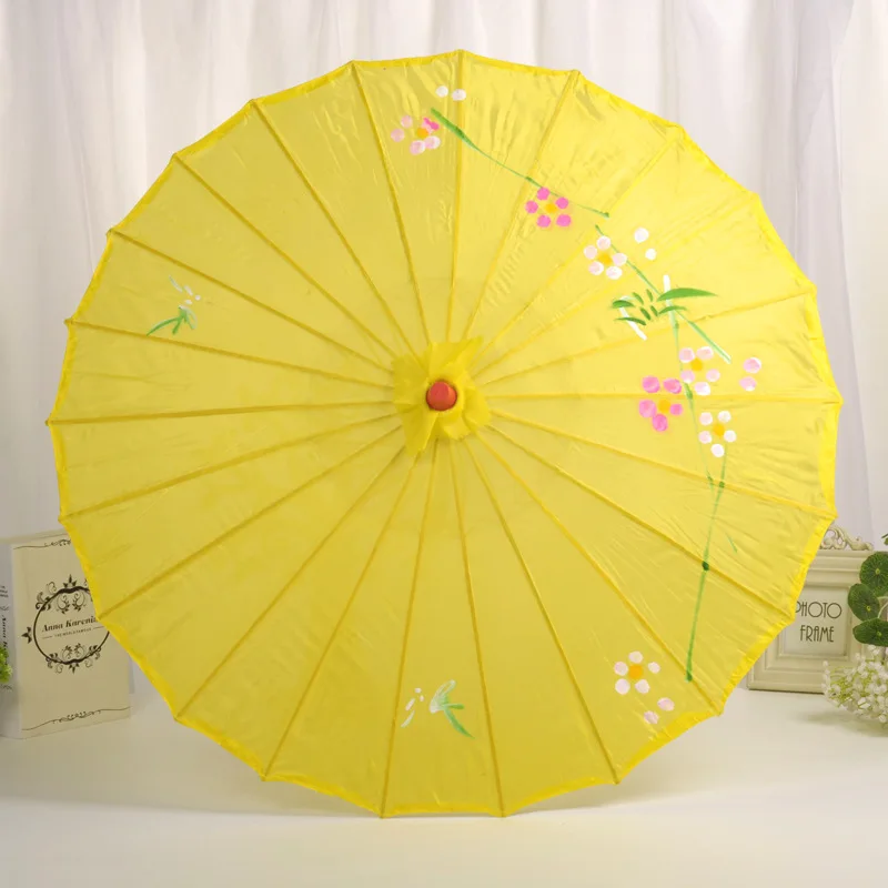 Зонт из промасленной бумаги в китайском стиле ручной работы, декоративный бумажный зонтик для свадьбы, женский зонтик, реквизит для выступлений - Цвет: Цвет: желтый