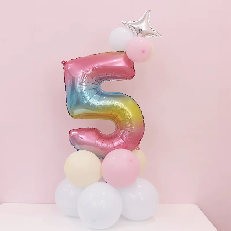 1 комплект 32 дюймов цифры фольгированные шары цифры воздушный шар Дети День рождения фестиваль Вечеринка юбилей Корона Декор поставки - Цвет: Multicolor 5