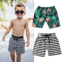 Новая брендовая летняя одежда для мальчиков детские для маленьких мальчиков в полоску Цветочный принт Шорты повседневные пляжные штаны спортивные плавки От 1 до 6 лет