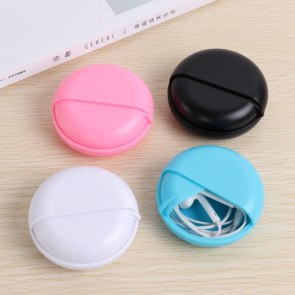 

Multi-functional Round Shaped All In Order Earphone Case Rotating Storage Jewelry Protective Wire Cable Organizer Data Line Box