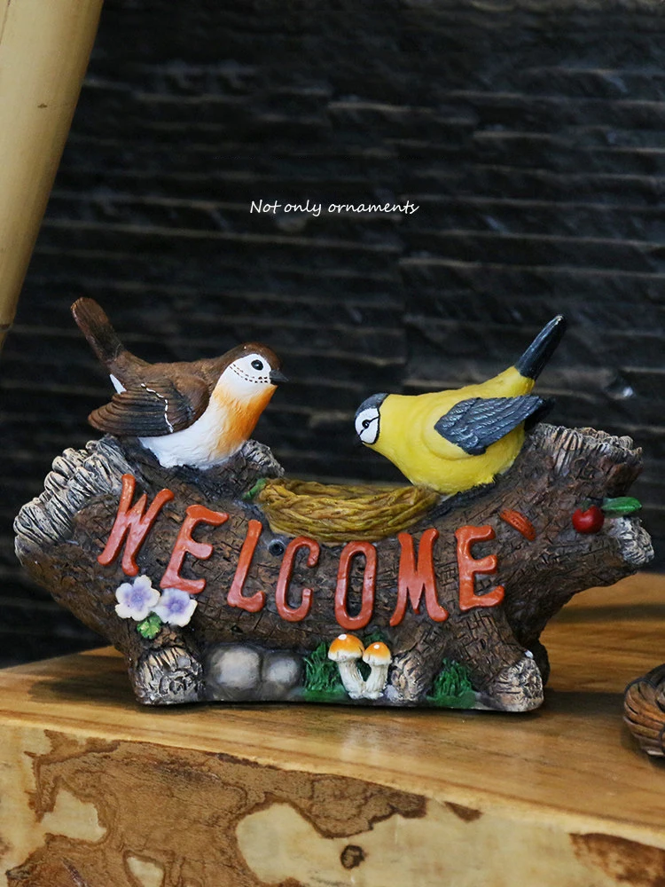 Outdoor Cute Resin Bird Figurines Crafts Villa Garden Ornaments Decoration Courtyard Park Welcome Card Simulation Animals Statue