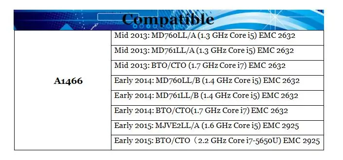 Оригинальная материнская плата 1,3 ГГц 1,4 ГГц 1,6 ГГц 1,7 ГГц 4G для MacBook Air 1" 2013 A1466