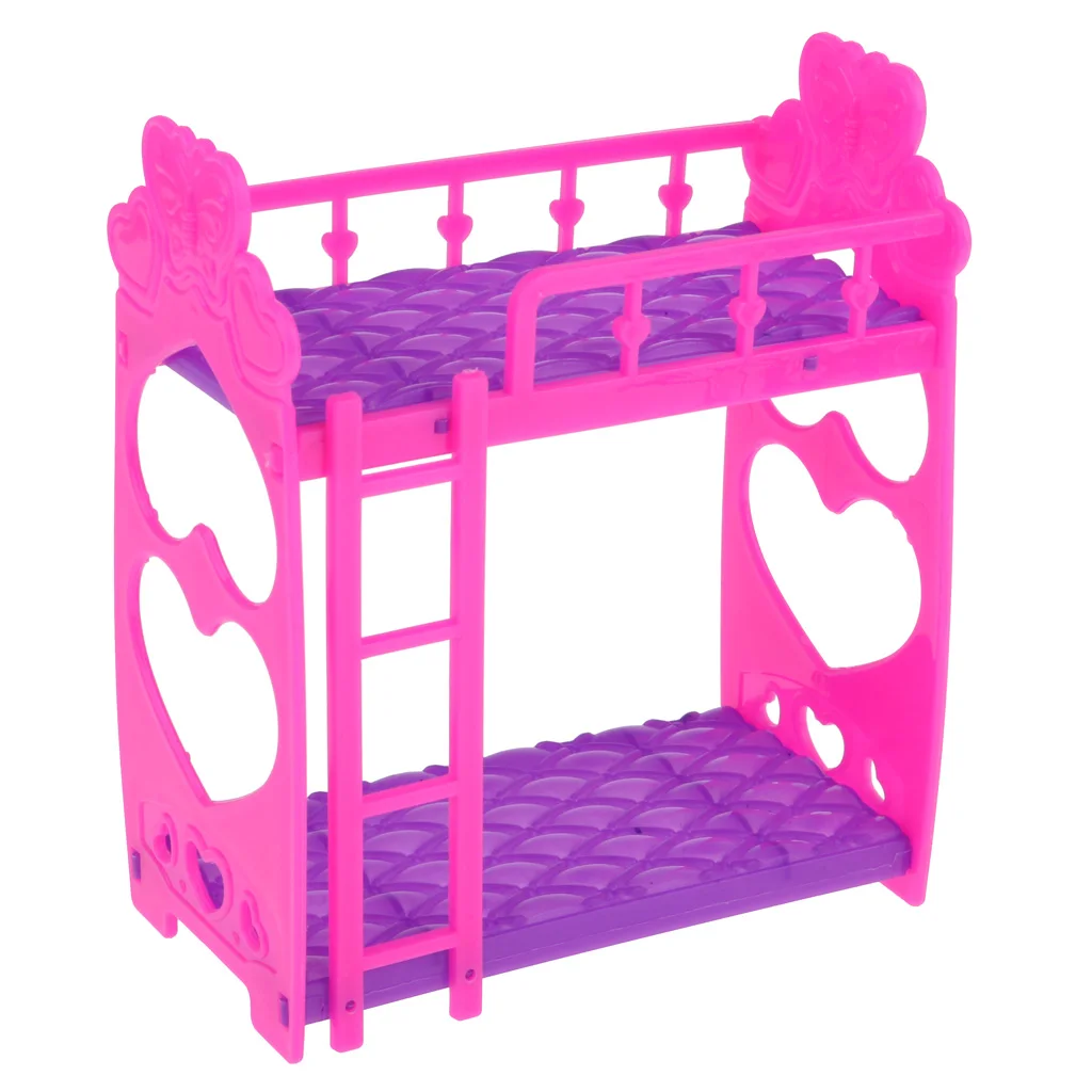 5Pcs Dolls House Mini Rocking Horse Bunk Bed Single Bed Dining Chair Model for   Doll Hot Toys Accessories Gifts