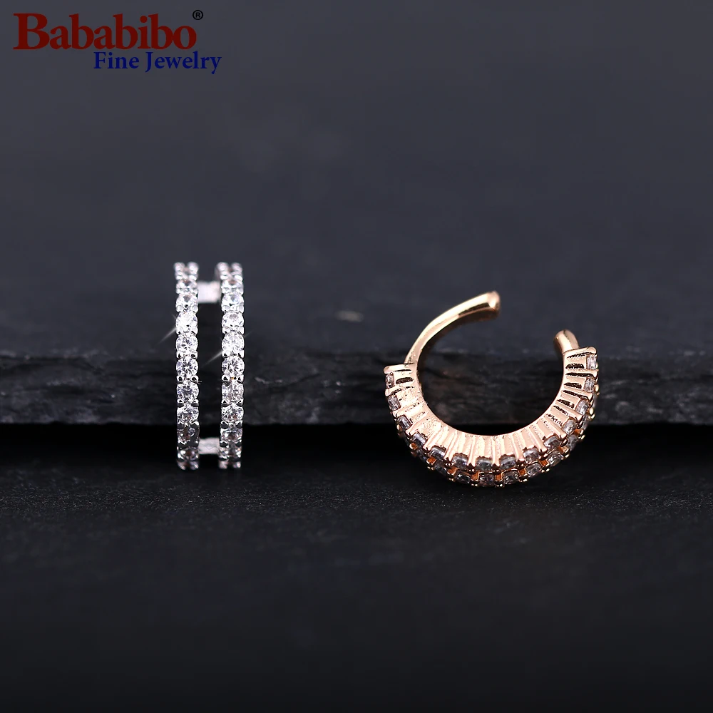 

1Pc Ear Cuff Micro Pave AAA CZ Circle Silver Earrings No Pierced Stack Small Ssized Little Girl Earring Cuff
