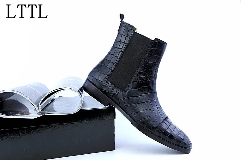 

New British Style Design Men Shoes Fashion Stone Grain Casual Men Ankle Boots Men's Shoes Breathable And Comfortable Bootie men